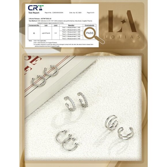 Classic-White Gold Plated NonPierced Adjustable Fake Ear Cuff Earrings for Women - Picture 4 of 6